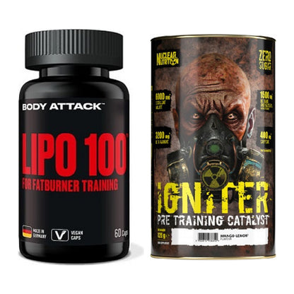 Diät-Duo: Body Attack Lipo 100 + Nuclear Nutrition IGNITER Booster – alle enthaltenen Artikel