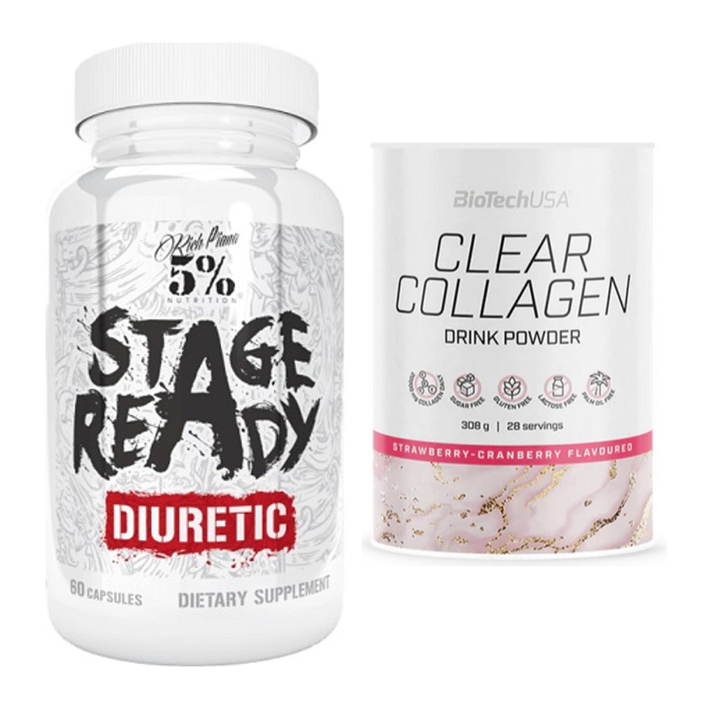 Diät-Duo: 5% Nutrition Stage Ready Diuretic + BioTech Clear Collagen – alle enthaltenen Artikel