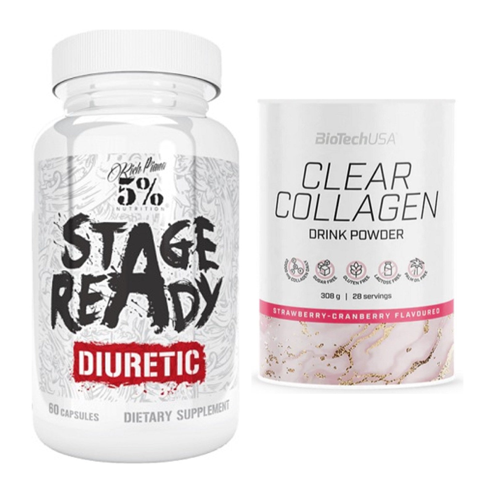 Diät-Duo: 5% Nutrition Stage Ready Diuretic + BioTech Clear Collagen – alle enthaltenen Artikel