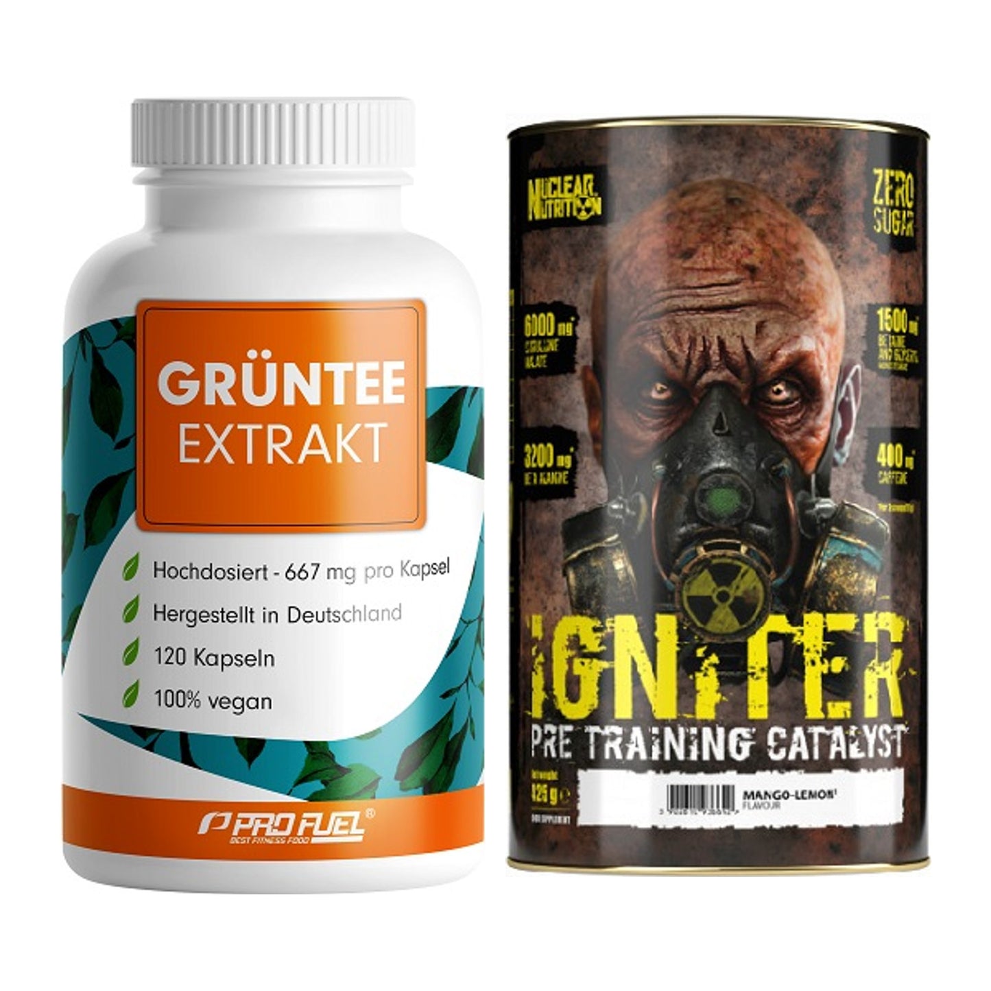Diät-Duo: ProFuel Grüntee Extrakt + Nuclear Nutrition IGNITER Booster – alle enthaltenen Artikel