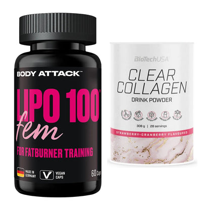 Diät-Duo: Body Attack Lipo 100 Fem + BioTech Clear Collagen – alle enthaltenen Artikel