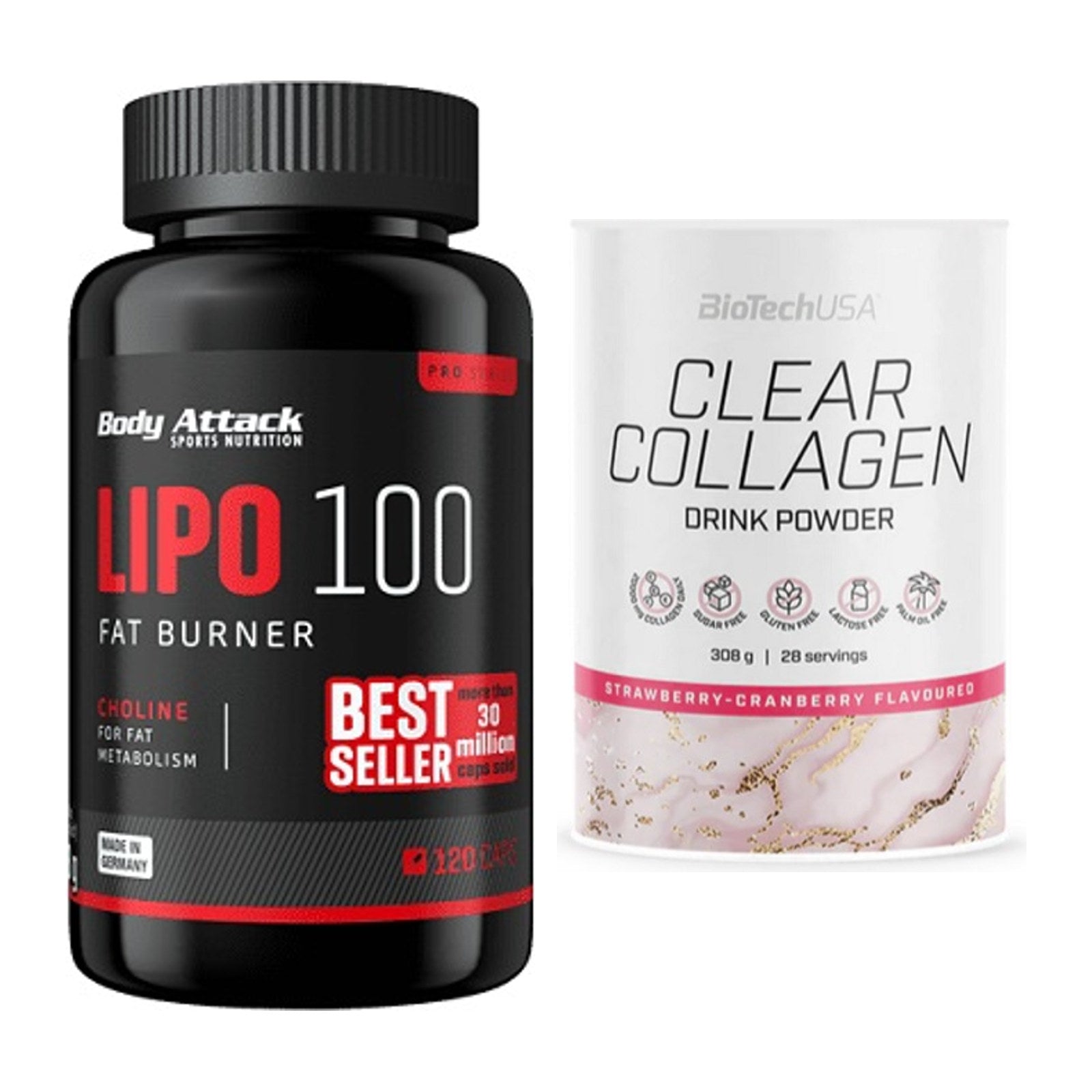 Diät-Duo: Body Attack Lipo 100 (120 Kapsel) + BioTech Clear Collagen – alle enthaltenen Artikel