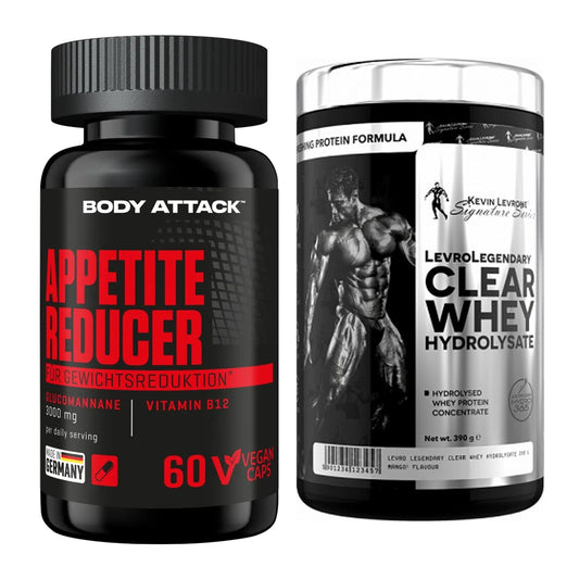 Diät-Duo: Body Attack Appetite Reducer + Kevin Levrone Clear Whey – alle enthaltenen Artikel