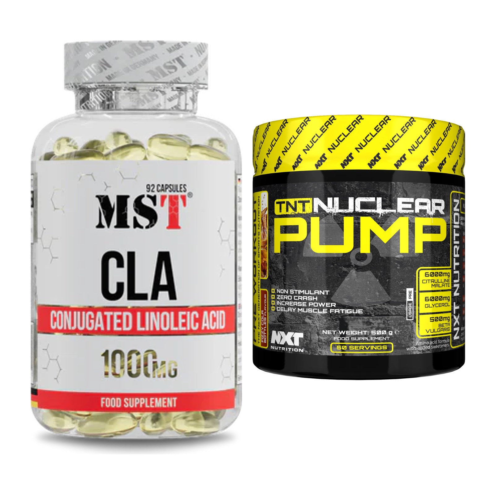 Diät-Duo: MST CLA 1000mg + NXT Nutrition TNT Nuclear Pump – alle enthaltenen Artikel