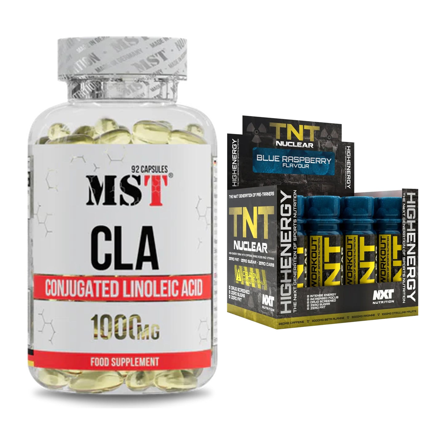 Diät-Duo: MST CLA 1000mg + NXT Nutrition TNT Nuclear Shots – alle enthaltenen Artikel