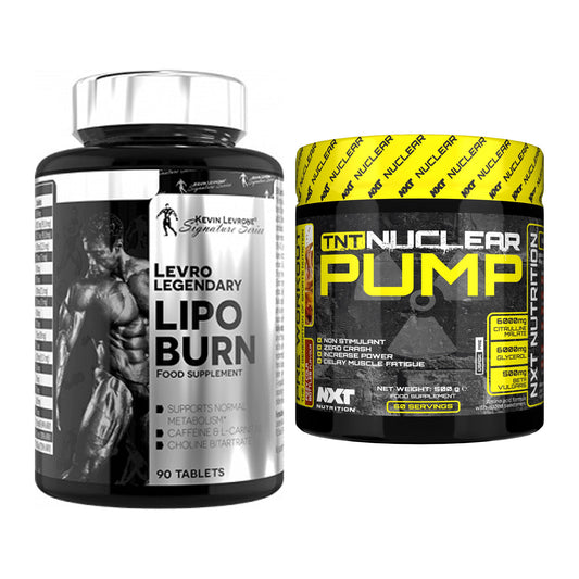 Diät-Duo: Kevin Levrone Lipo Burn + NXT Nutrition TNT Nuclear Pump – alle enthaltenen Artikel