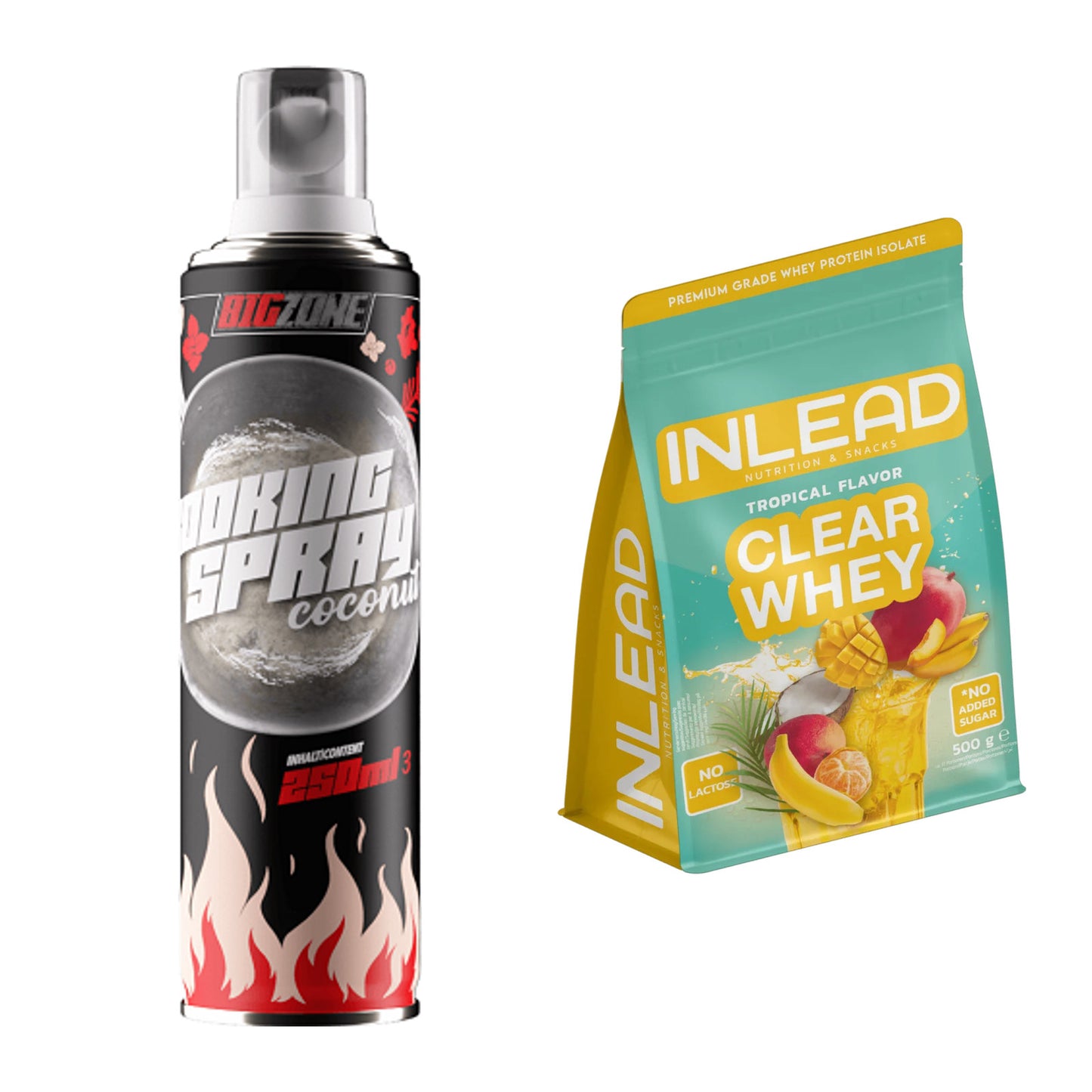 Diät-Duo: Big Zone Coconut Cooking Spray + INLEAD Clear Whey Isolate – alle enthaltenen Artikel