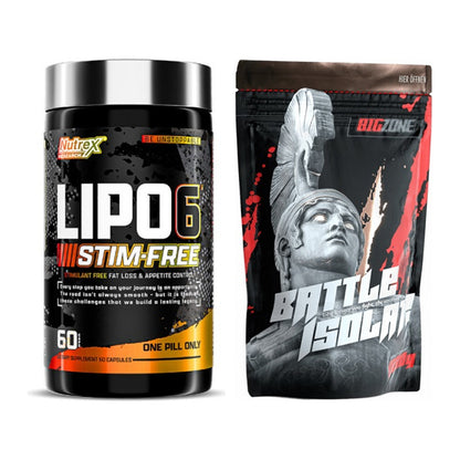 Diät-Duo: Nutrex Lipo 6 Black STIM-FREE + Big Zone Battle Isolate – alle enthaltenen Artikel