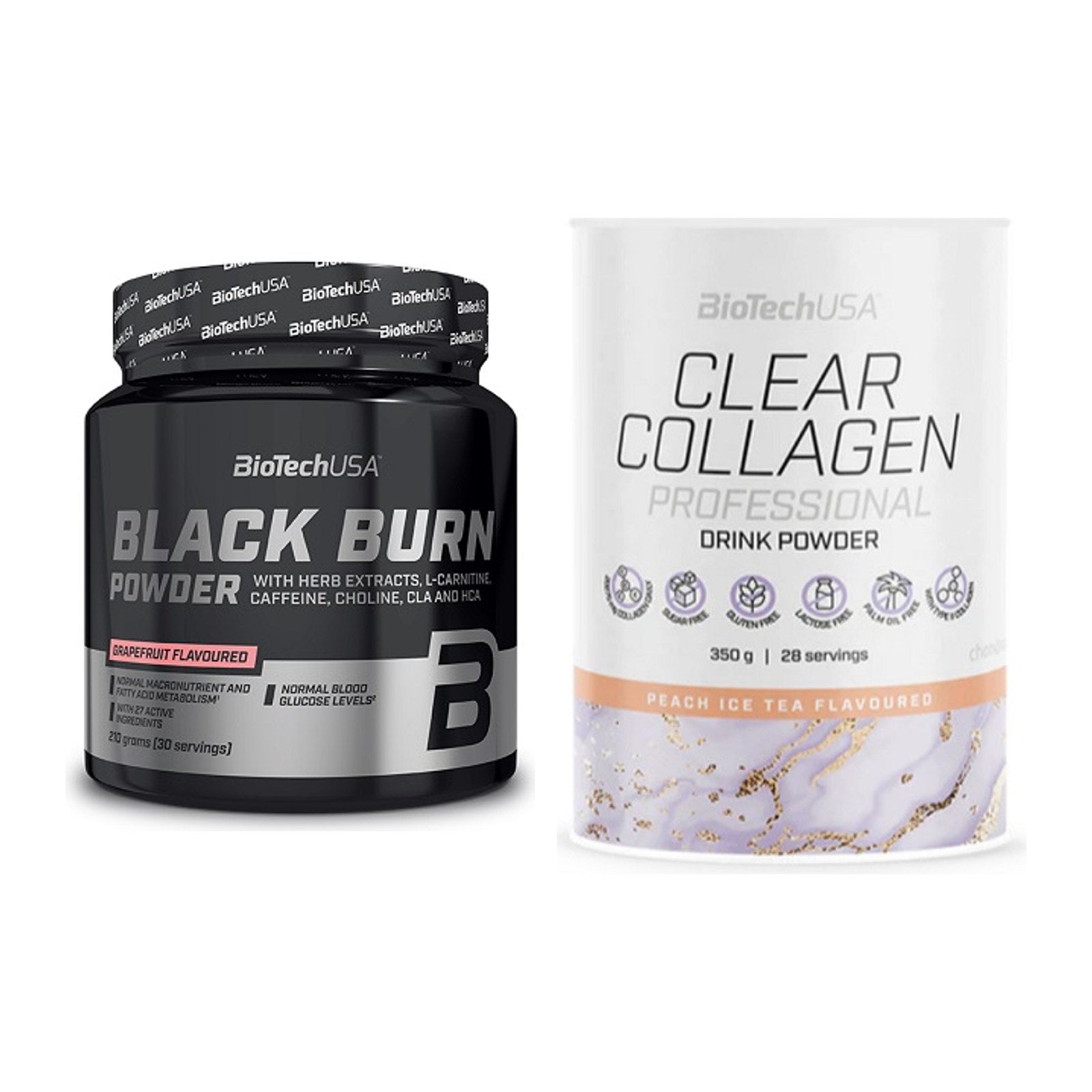 Diät-Duo: BioTech Black Burn Powder + BioTech Clear Collagen – alle enthaltenen Artikel
