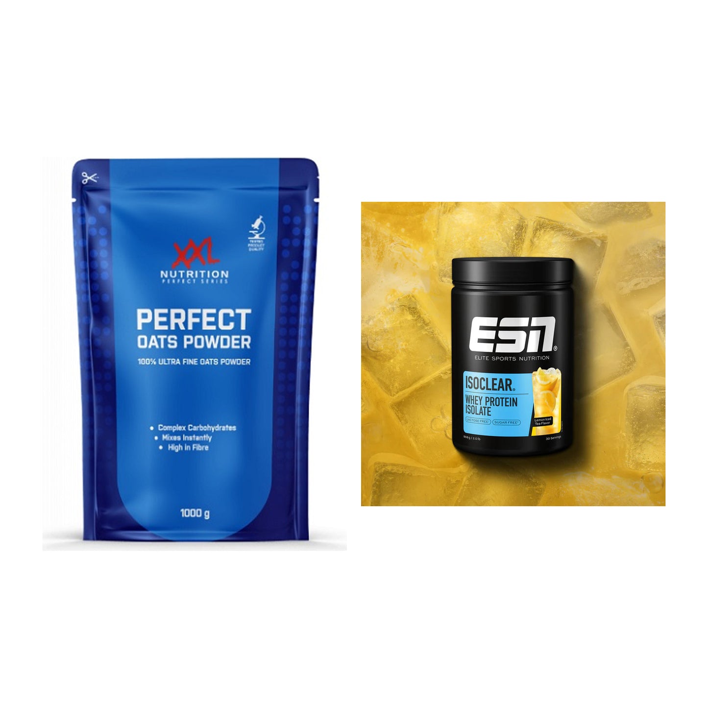 Diät-Duo: XXL Nutrition Perfect Oats + ESN ISOCLEAR Whey Isolate – alle enthaltenen Artikel