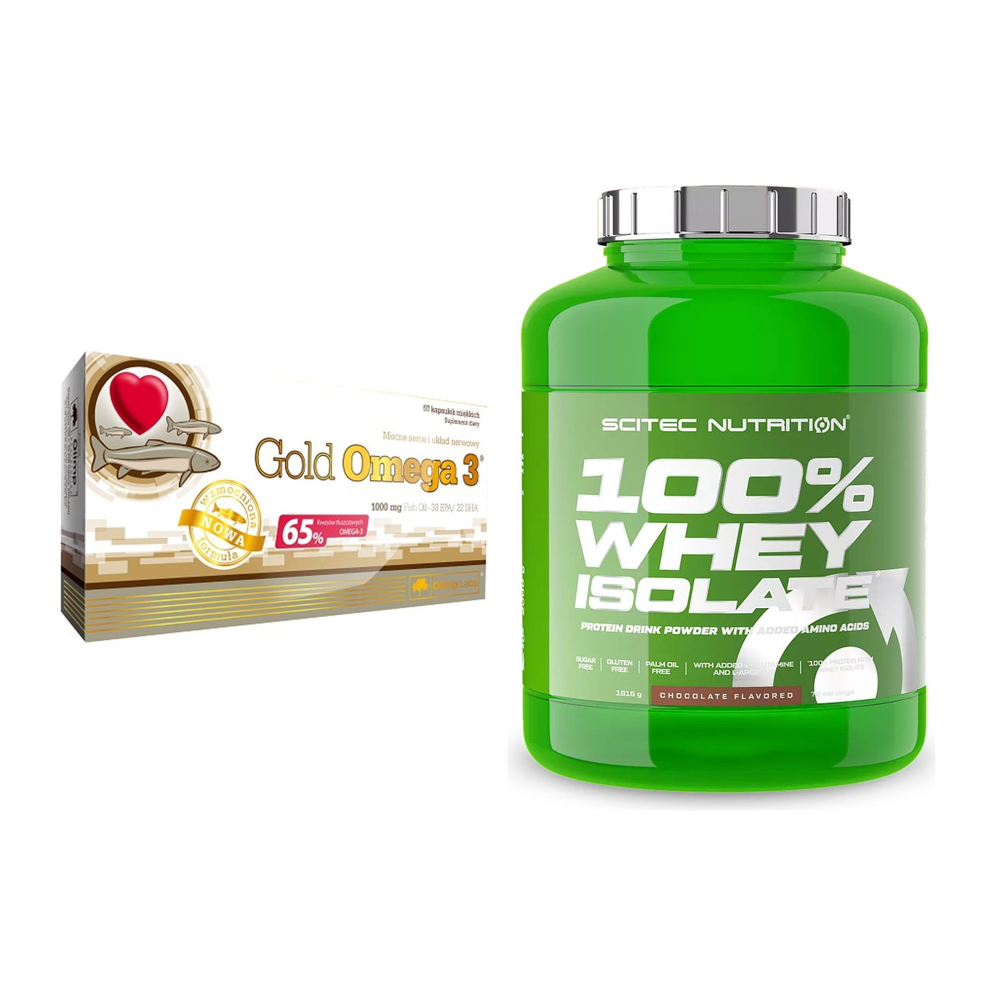 Diät-Duo: Olimp Omega 3 Gold Edition + Scitec Whey Isolate – alle enthaltenen Artikel