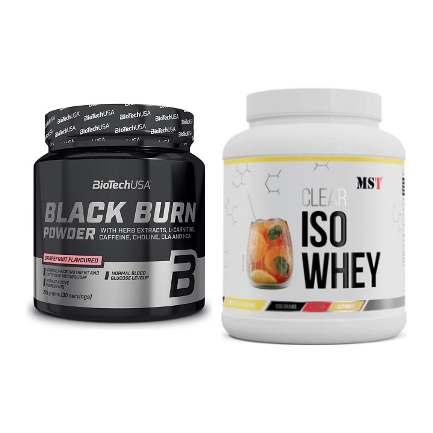 Diät-Duo: BioTech Black Burn Powder + MST Iso Clear – alle enthaltenen Artikel