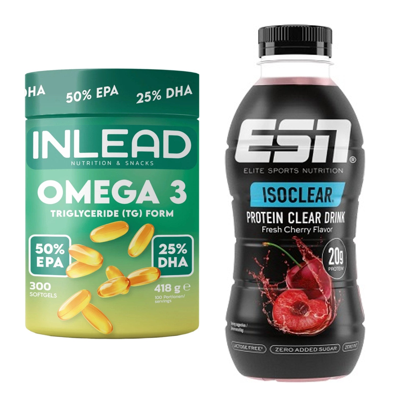 Diät-Duo: INLEAD Omega-3 + ESN Isoclear RTD – alle enthaltenen Artikel