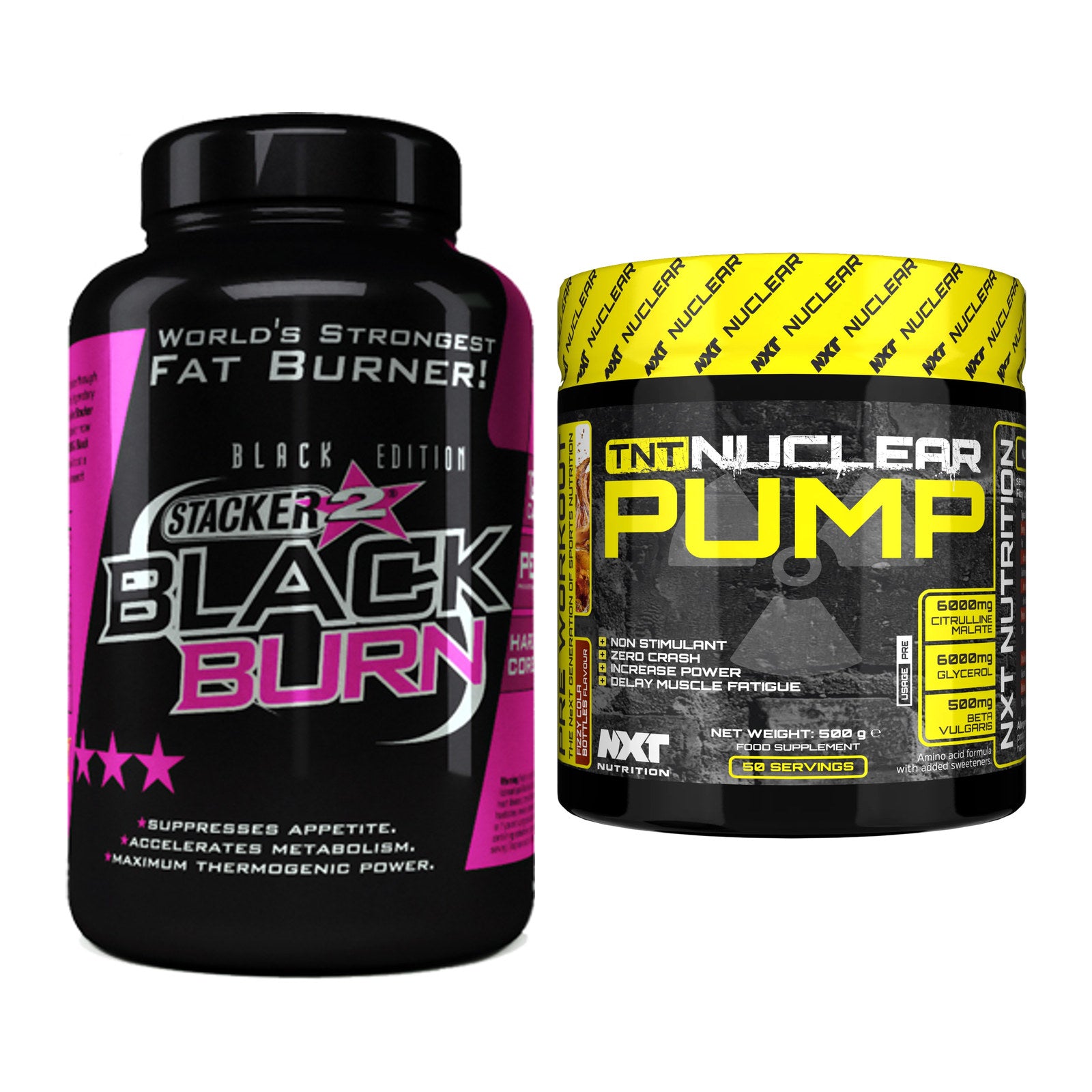 Diät-Duo: Stacker2 Black Burn + NXT Nutrition TNT Nuclear – alle enthaltenen Artikel