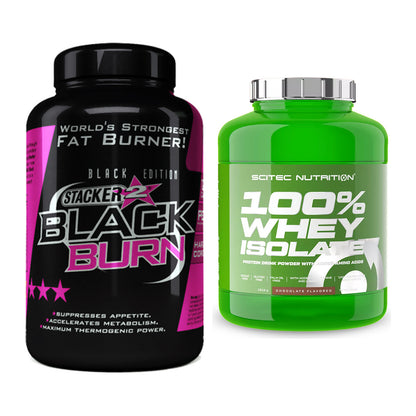 Diät-Duo: Stacker2 Black Burn Fatburner + Scitec Whey Isolate – alle enthaltenen Artikel