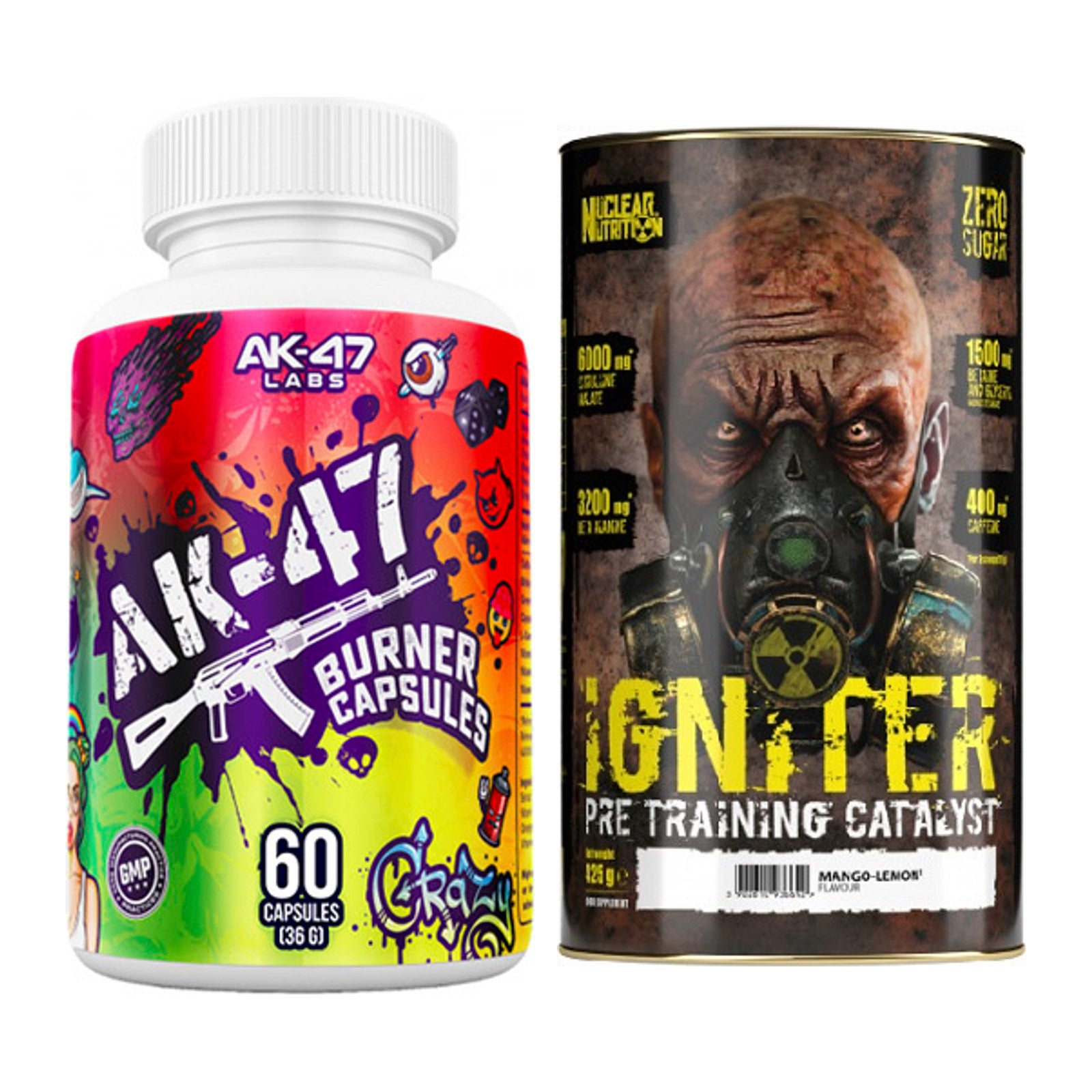 Diät-Duo: AK47 Labs Fatburner + Nuclear Nutrition IGNITER Booster – alle enthaltenen Artikel