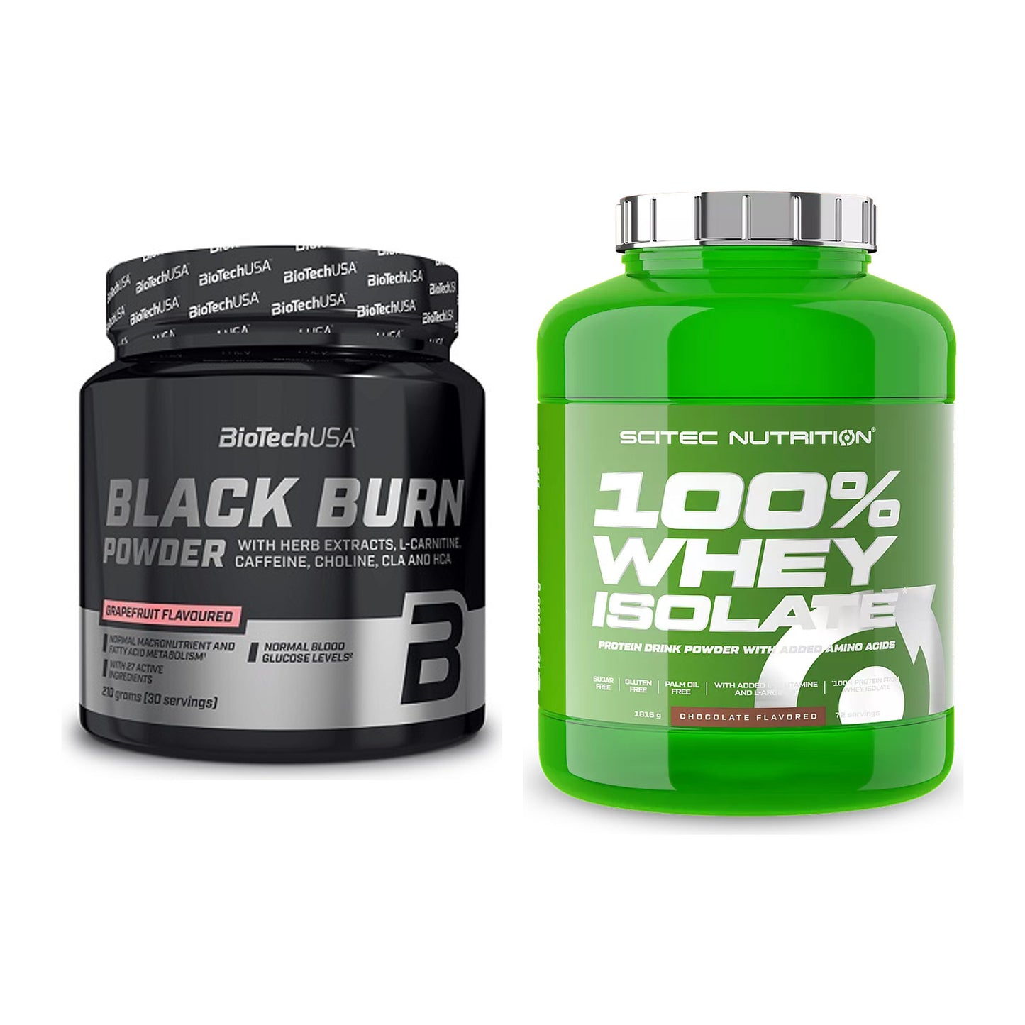 Diät-Duo: BioTech Black Burn Powder + Scitec Whey Isolate – alle enthaltenen Artikel