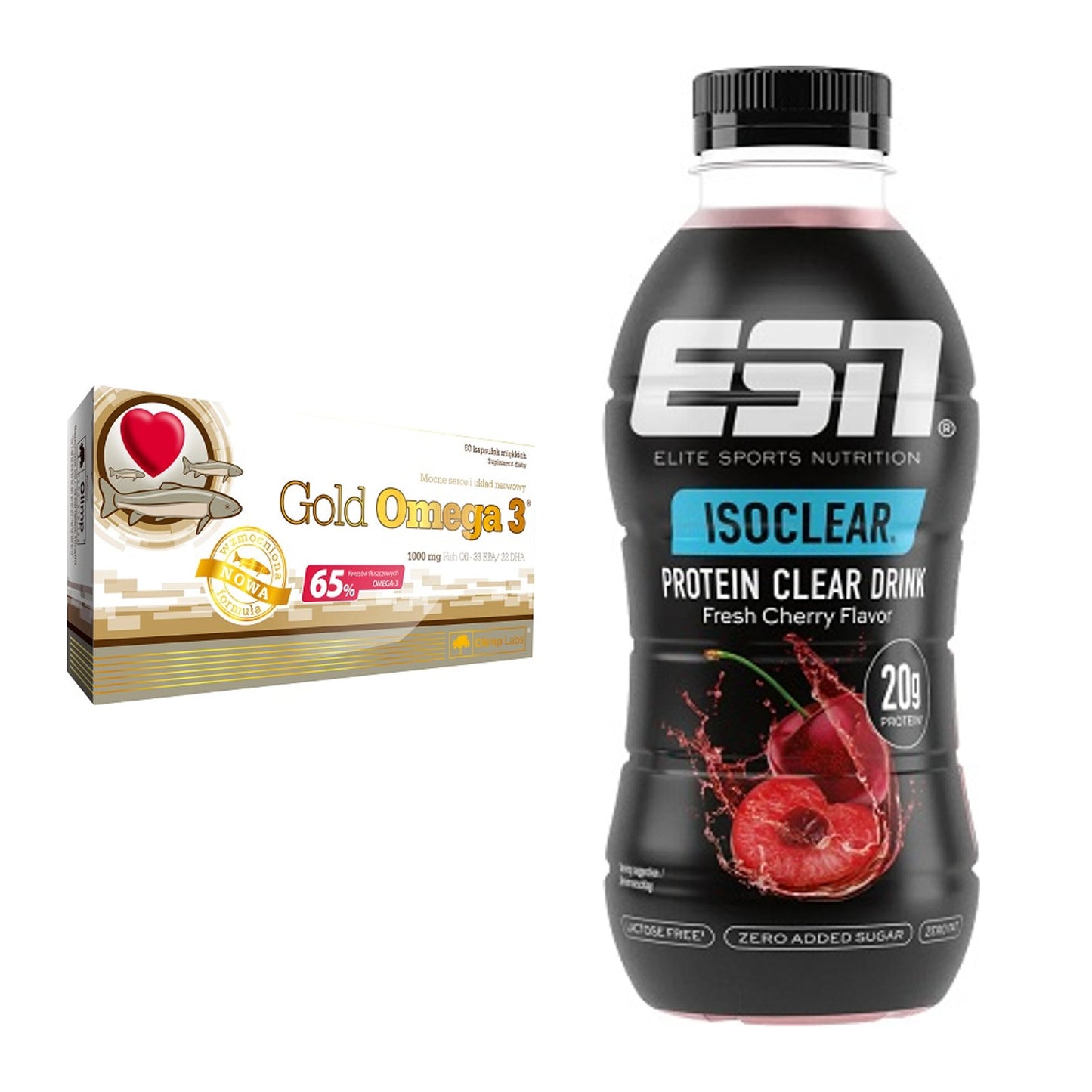 Diät-Duo: Olimp Omega 3 Gold Edition + ESN Isoclear RTD – alle enthaltenen Artikel