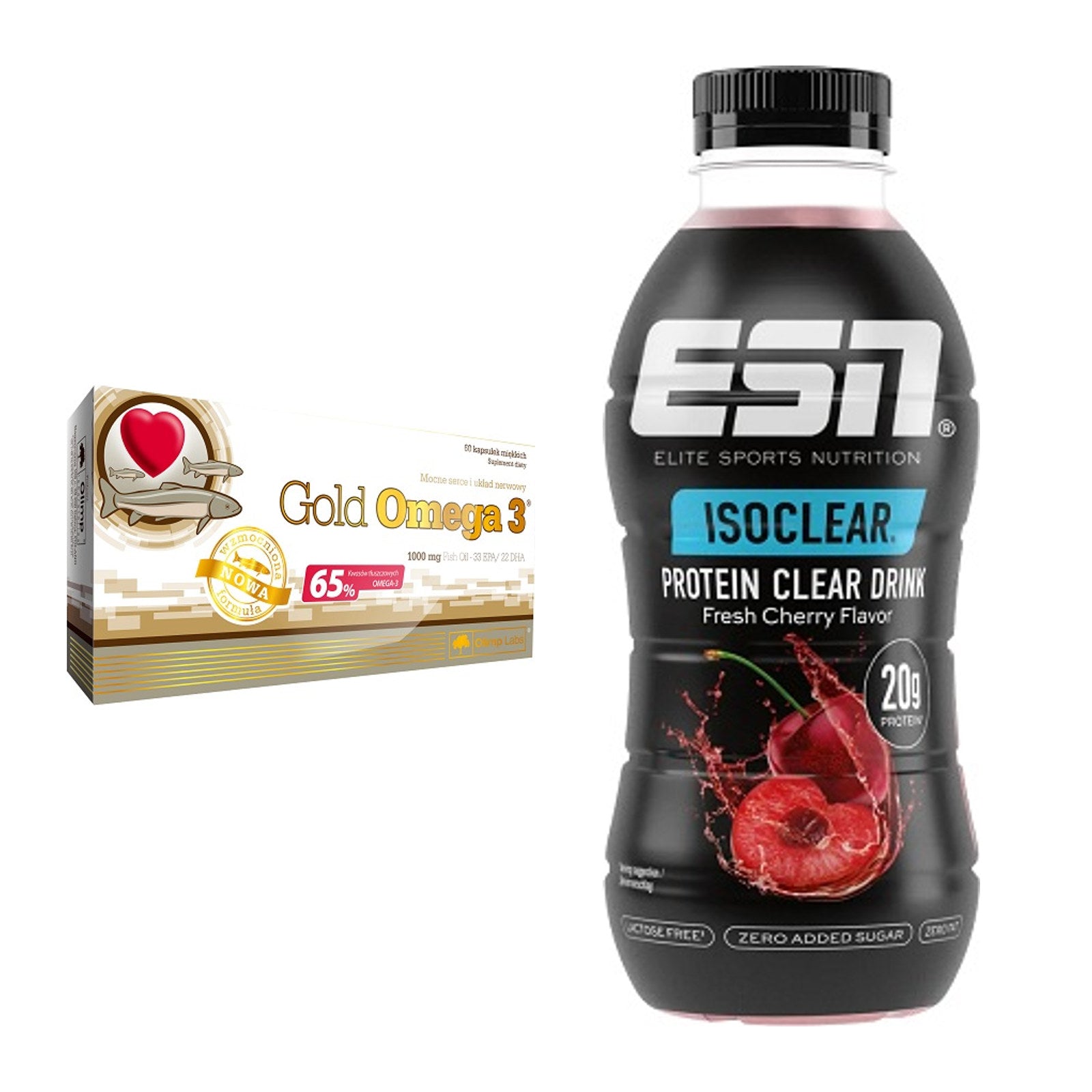 Diät-Duo: Olimp Omega 3 Gold Edition + ESN Isoclear RTD – alle enthaltenen Artikel