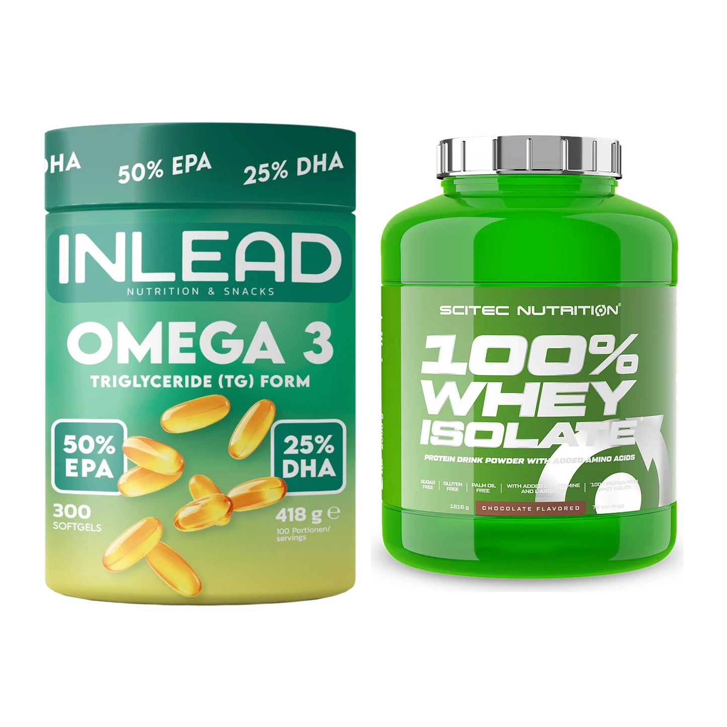 Diät-Duo: INLEAD Omega-3 + Scitec Whey Isolate – alle enthaltenen Artikel