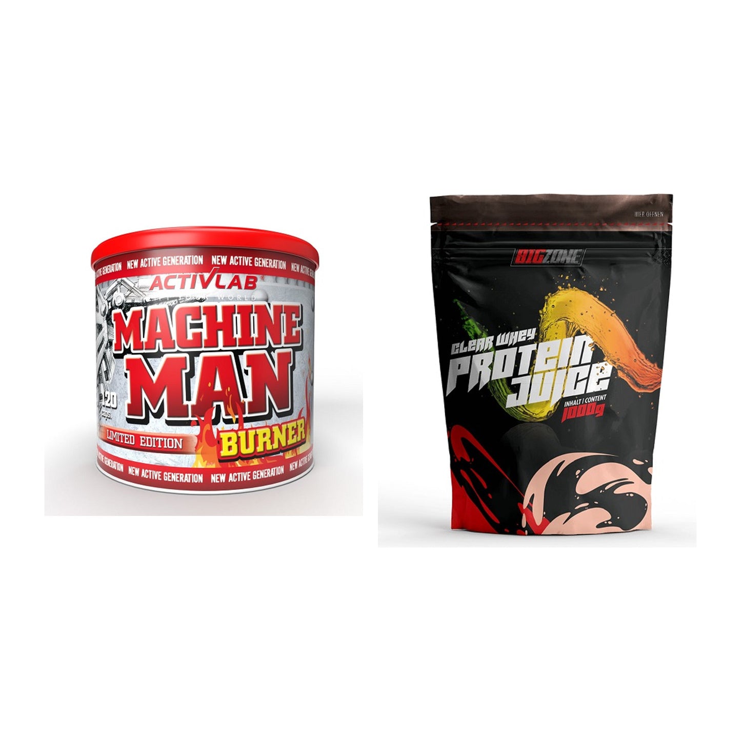 Diät-Duo: Activlab Machine Man Burner + Big Zone Clear Whey Protein – alle enthaltenen Artikel