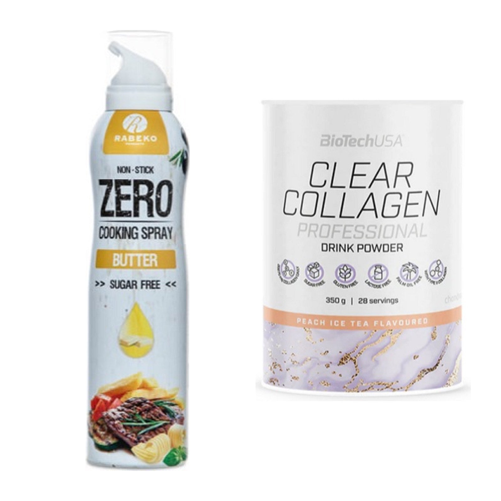 Diät-Duo: Rabeko Zero Cooking Spray + BioTech Clear Collagen – alle enthaltenen Artikel