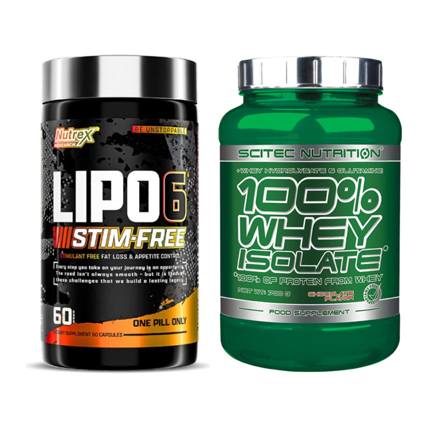 Diät-Duo: Nutrex Lipo 6 Black STIM-FREE + Scitec Whey Isolate – alle enthaltenen Artikel