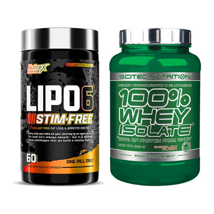Diät-Duo: Nutrex Lipo 6 Black STIM-FREE + Scitec Whey Isolate – alle enthaltenen Artikel
