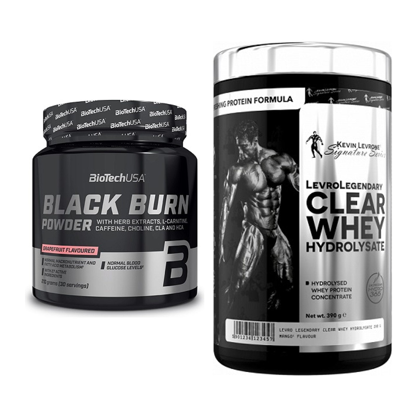 Diät-Duo: BioTech Black Burn Powder + Kevin Levrone Clear Whey – alle enthaltenen Artikel