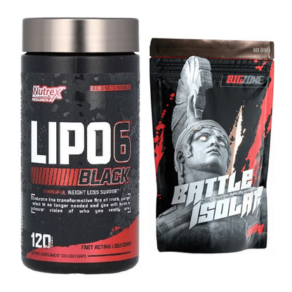 Diät-Duo: Nutrex Lipo 6 black 120 liquid + Big Zone Battle Isolate – alle enthaltenen Artikel
