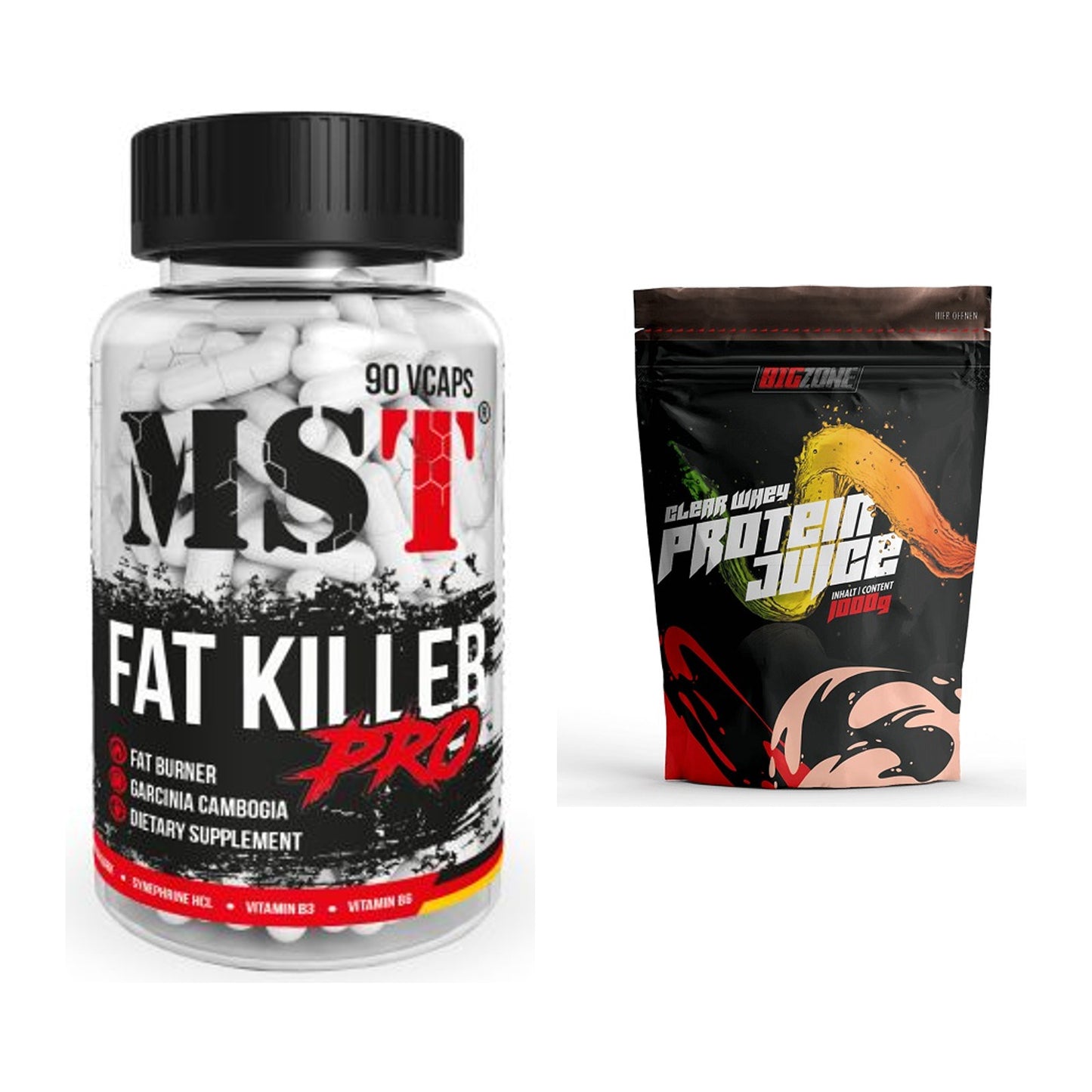 Diät-Duo: MST Fat Killer + Big Zone Clear Whey Protein Juice – alle enthaltenen Artikel