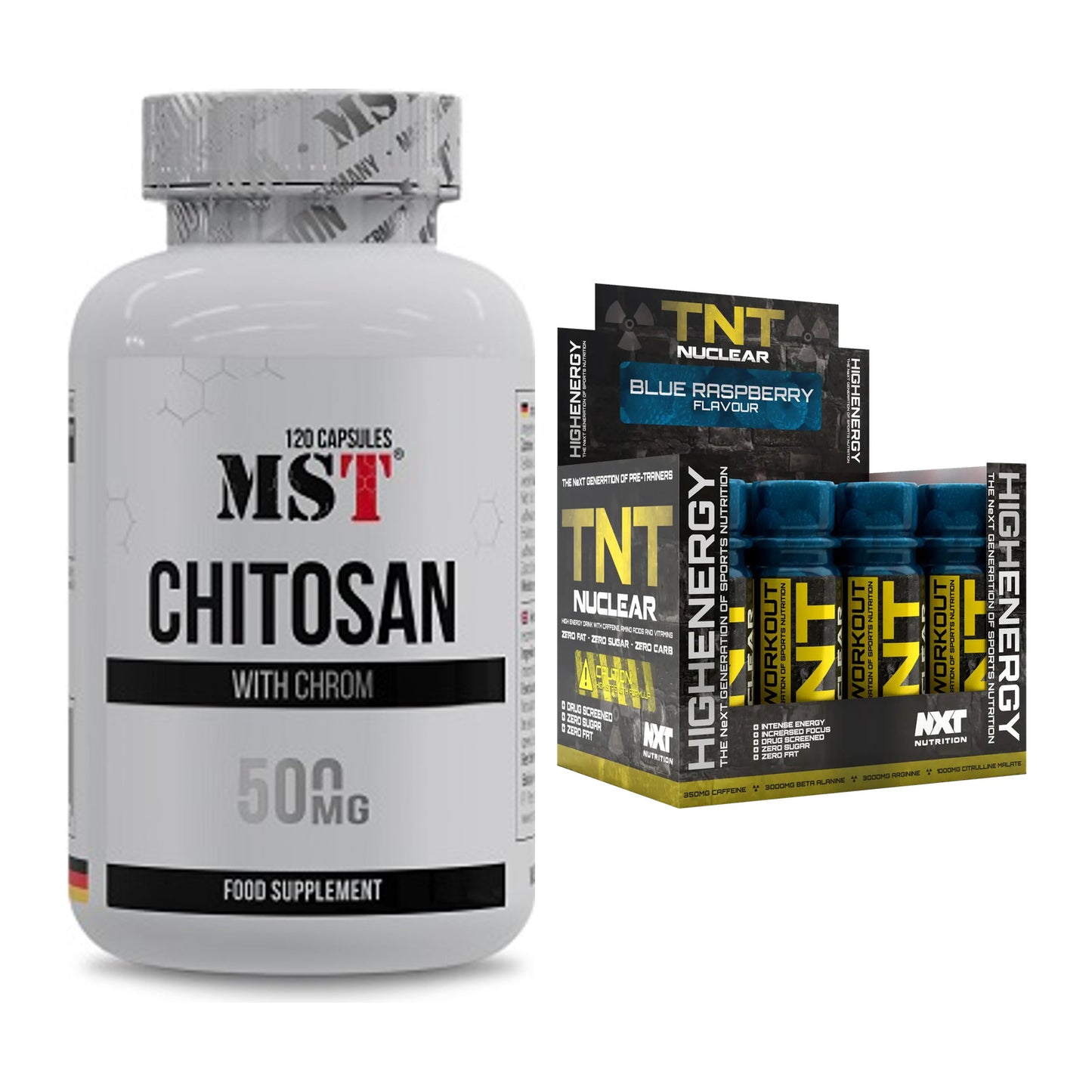 Diät-Duo: MST Chitosan + Chrom + NXT Nutrition TNT Nuclear Shots – alle enthaltenen Artikel