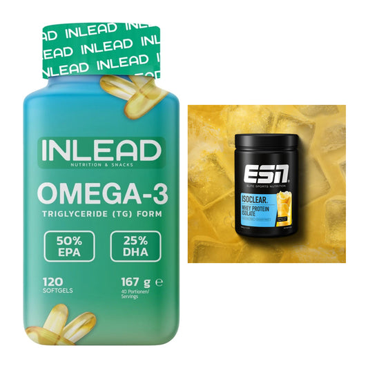 Diät-Duo: INLEAD Omega-3 + ESN ISOCLEAR Whey Isolate – alle enthaltenen Artikel