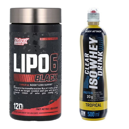 Diät-Duo: Nutrex Lipo 6 black 120 + Body Attack Clear Iso Whey – alle enthaltenen Artikel