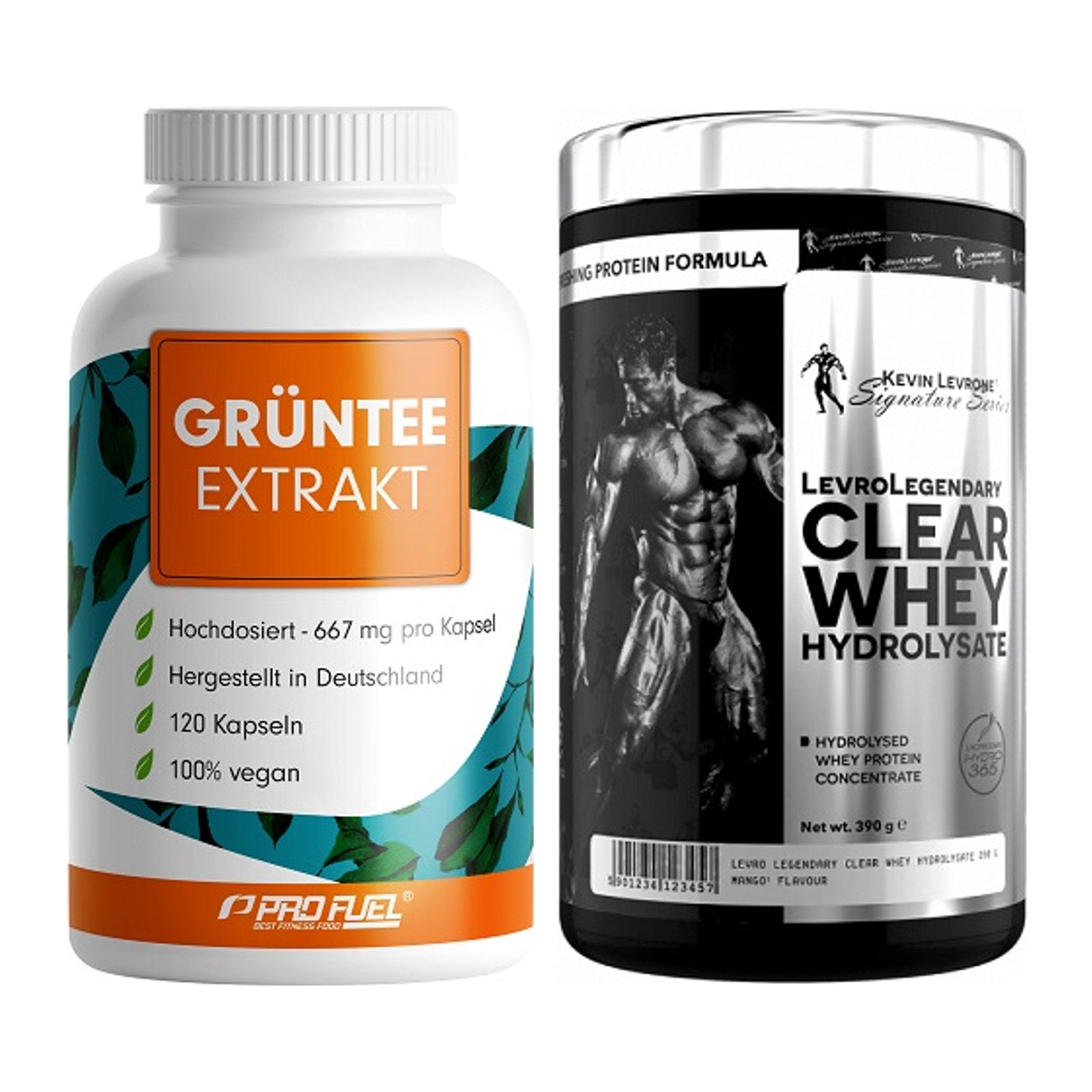 Diät-Duo: ProFuel Grüntee Extrakt + Kevin Levrone Clear Whey – alle enthaltenen Artikel