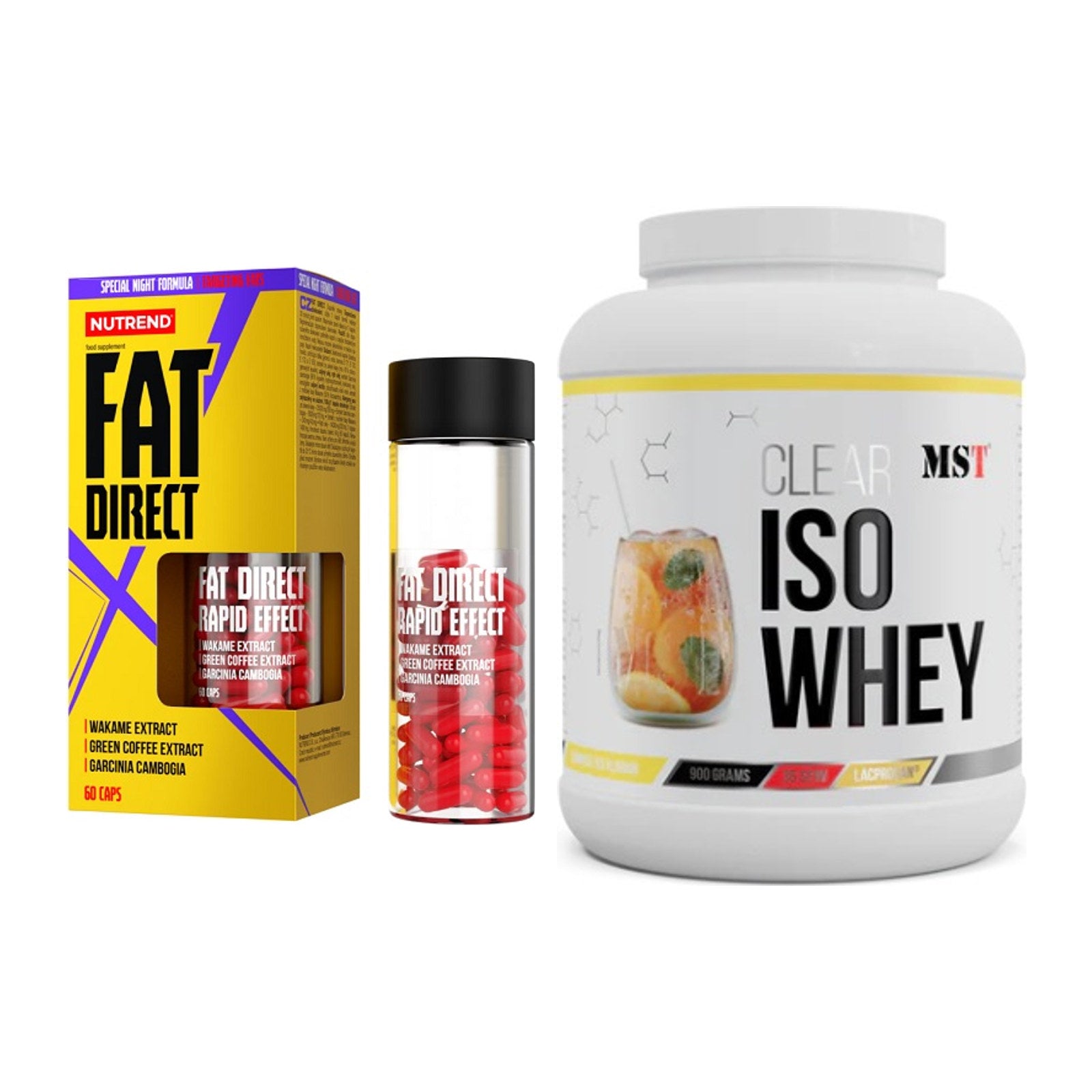 Diät-Duo: Nutrend Fat Direct + MST Iso Clear – alle enthaltenen Artikel
