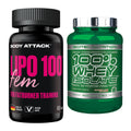 Diät-Duo: Body Attack Lipo 100 Fem + Scitec Whey Isolate – alle enthaltenen Artikel