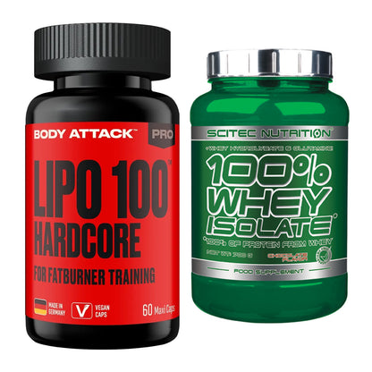 Diät-Duo: Body Attack LIPO 100-HARDCORE + Scitec Whey Isolate – alle enthaltenen Artikel