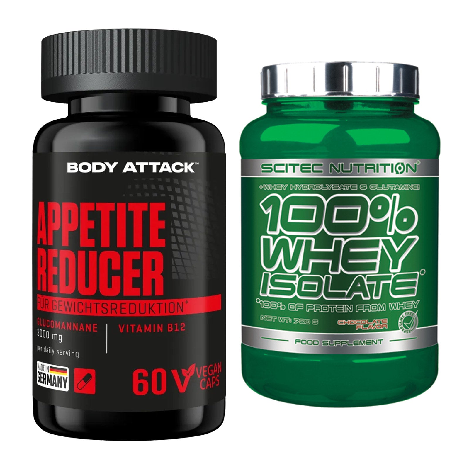 Diät-Duo: Body Attack Appetite Reducer + Scitec Whey Isolate – alle enthaltenen Artikel