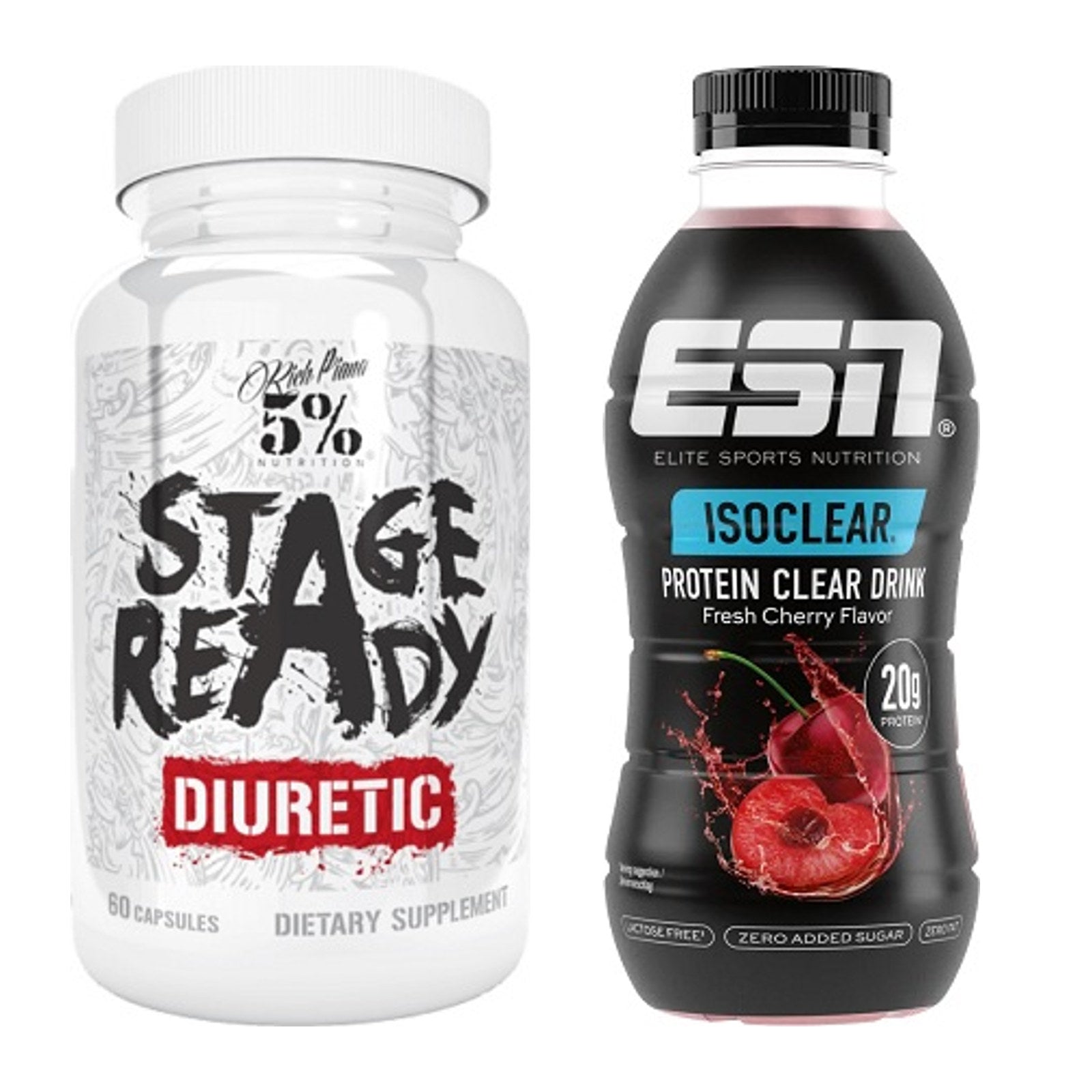 Diät-Duo: 5% Nutrition Stage Ready Diuretic + ESN Isoclear RTD – alle enthaltenen Artikel