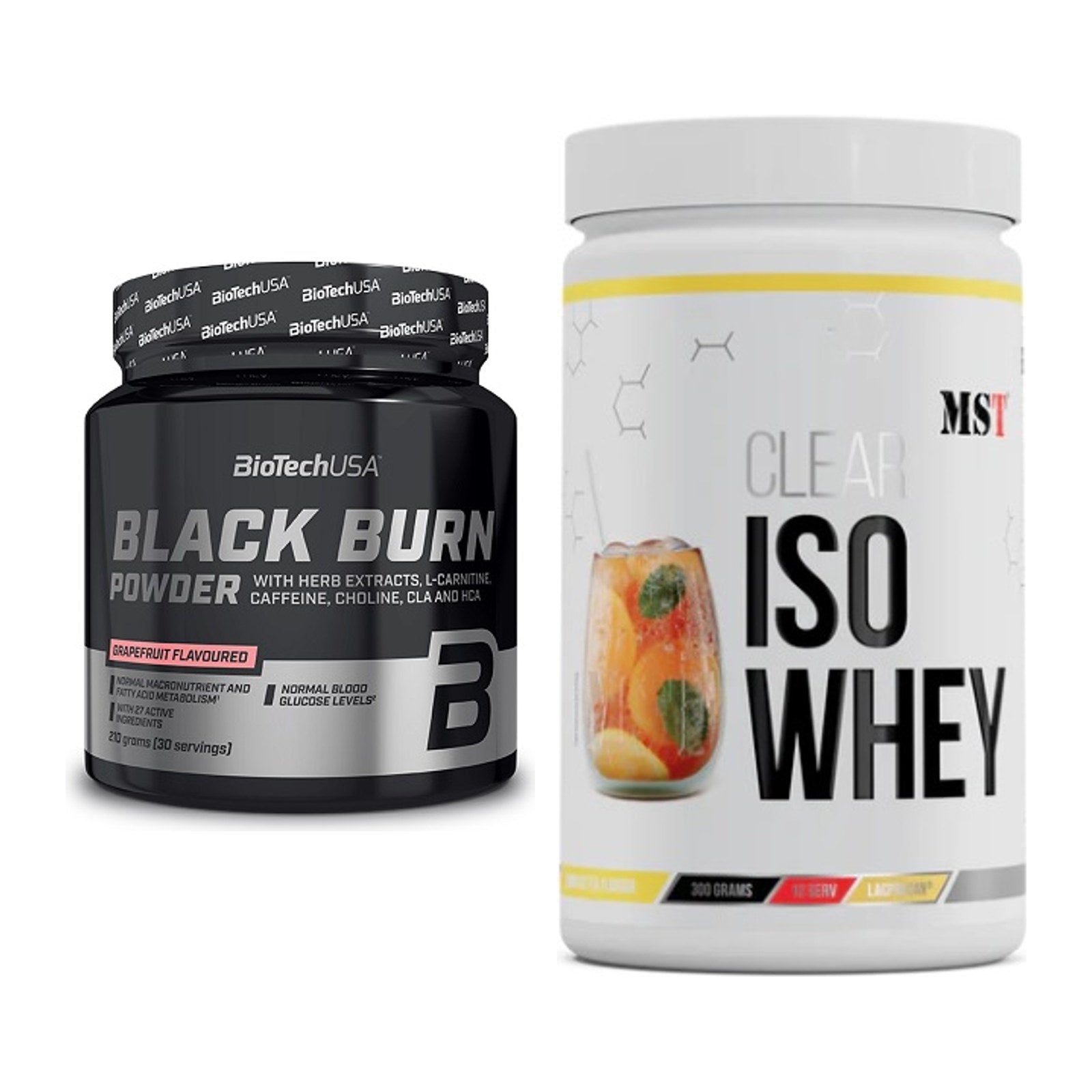 Diät-Duo: BioTech Black Burn Powder + MST Iso Clear – alle enthaltenen Artikel
