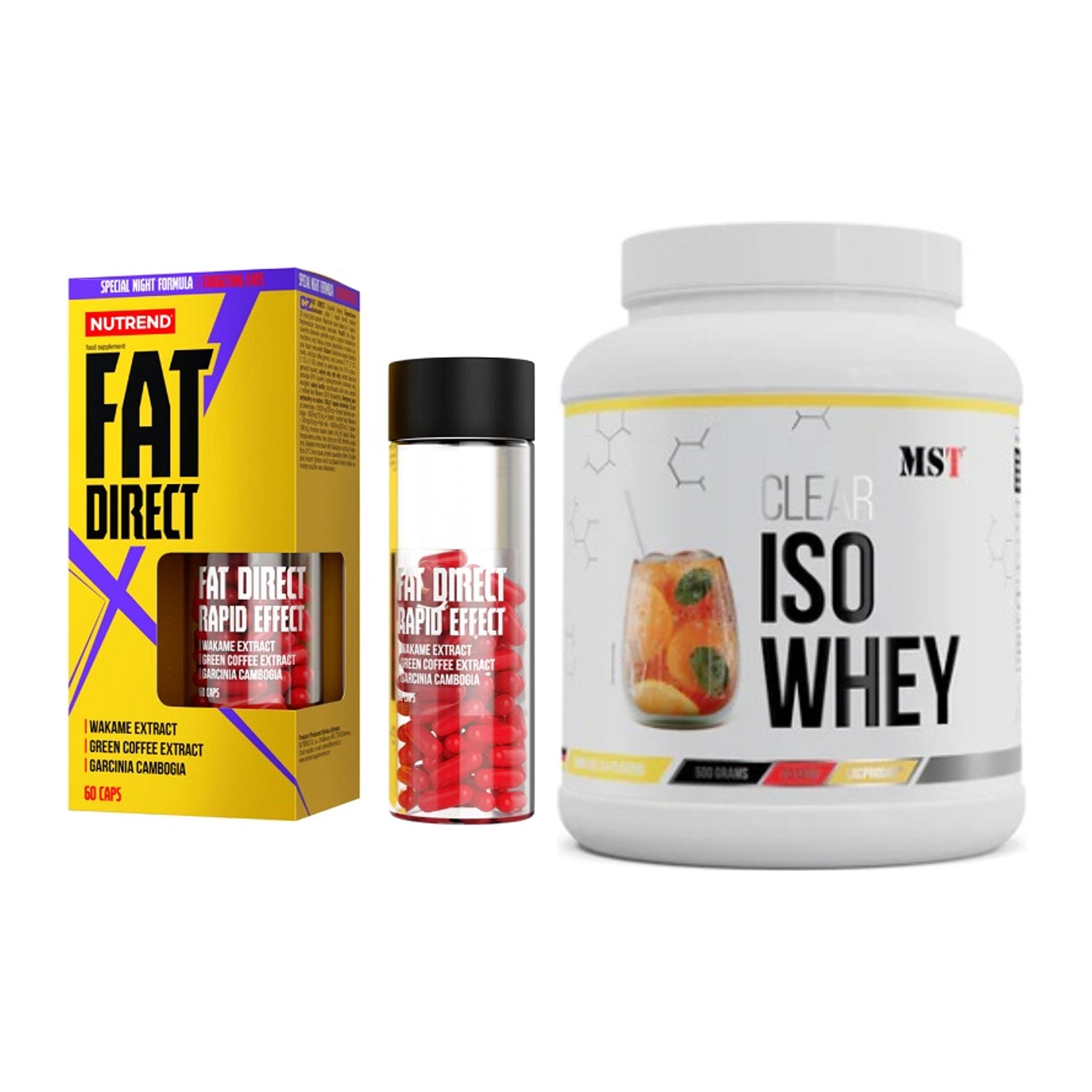 Diät-Duo: Nutrend Fat Direct + MST Iso Clear – alle enthaltenen Artikel