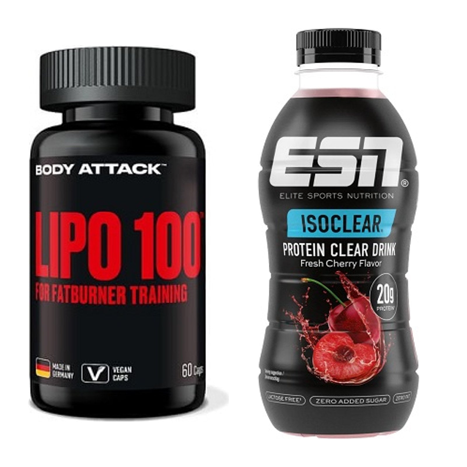 Diät-Duo: Body Attack Lipo 100 + ESN Isoclear RTD – alle enthaltenen Artikel
