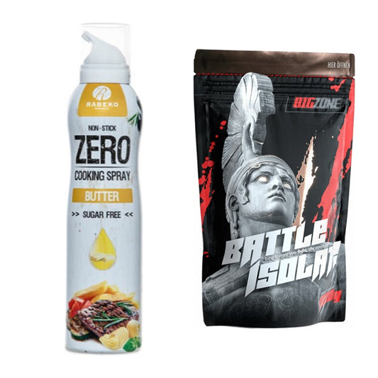 Diät-Duo: Rabeko Zero Cooking Spray + Big Zone Battle Isolate – alle enthaltenen Artikel
