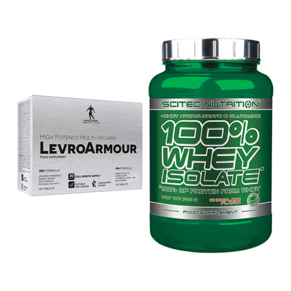 Diät-Duo: Kevin Levrone Levro Armour (AM/PM) + Scitec Whey Isolate – alle enthaltenen Artikel