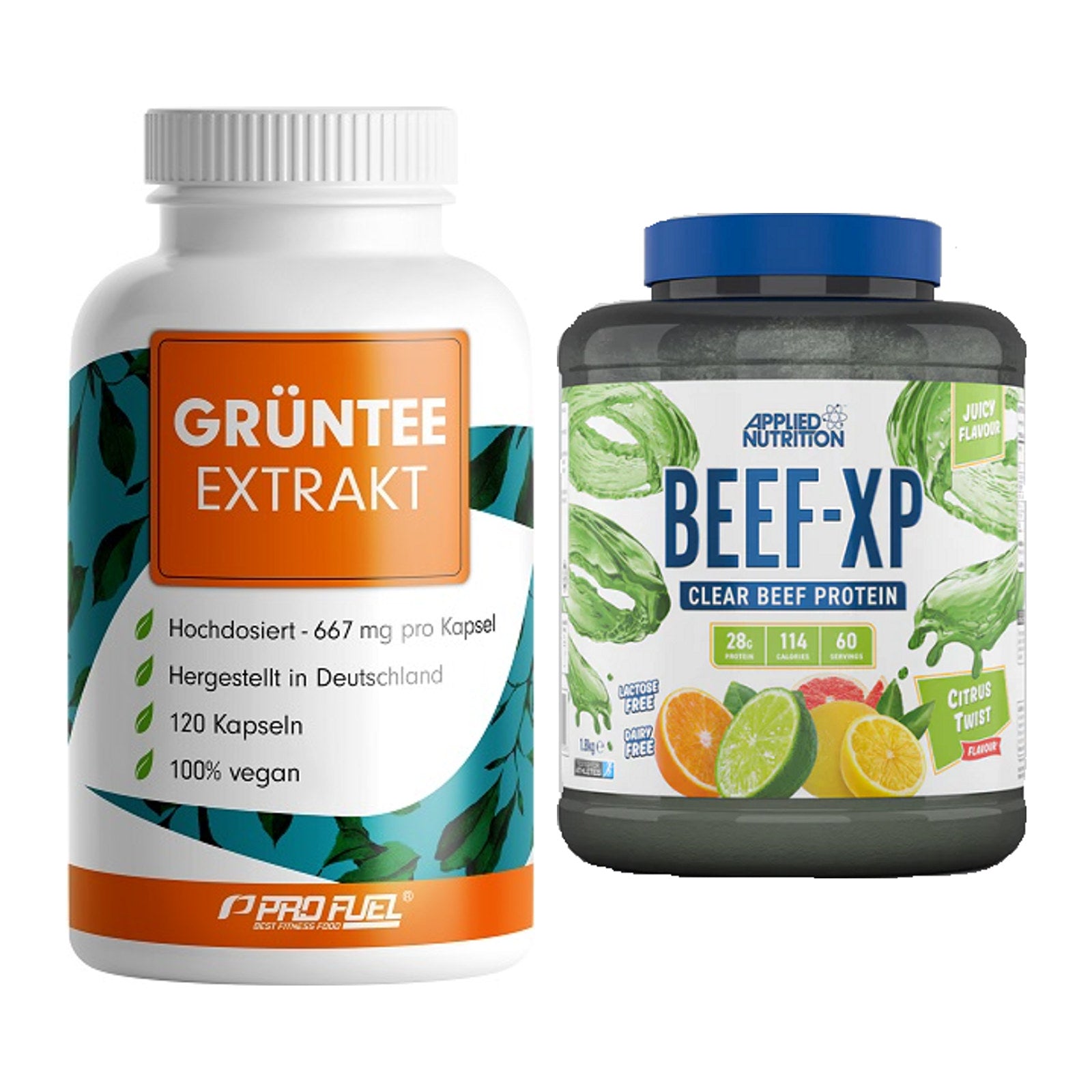 Diät-Duo: ProFuel Grüntee Extrakt + Applied Nutrition Clear Beef XP – alle enthaltenen Artikel