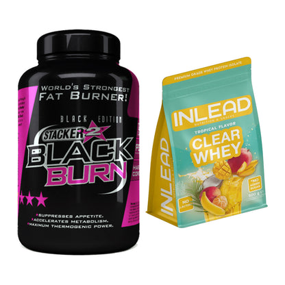Diät-Duo: Stacker2 Black Burn Fatburner + INLEAD Clear Whey Isolate – alle enthaltenen Artikel