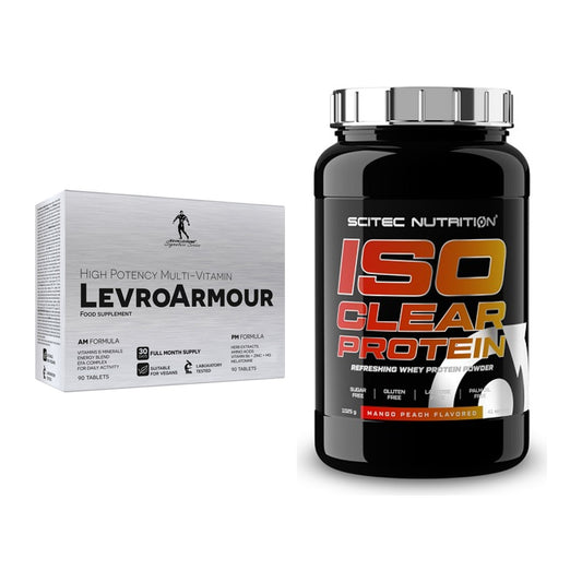 Diät-Duo: Kevin Levrone Levro Armour (AM/PM) + Scitec IsoClear Protein – alle enthaltenen Artikel