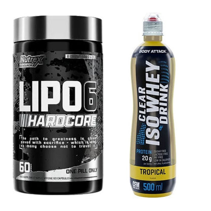 Diät-Duo: Nutrex Lipo 6 Hardcore + Body Attack Clear Iso Whey Drink – alle enthaltenen Artikel