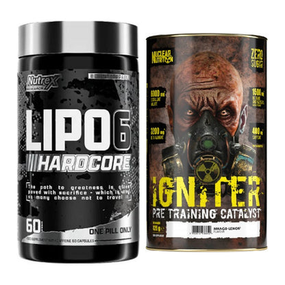 Diät-Duo: Nutrex Lipo 6 Hardcore + Nuclear Nutrition IGNITER Booster – alle enthaltenen Artikel